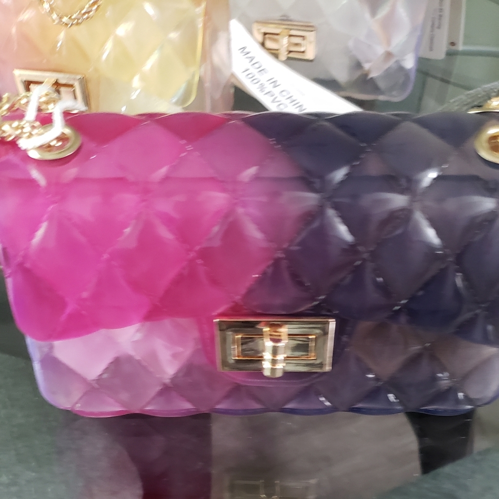 Pink and purple jelly purse